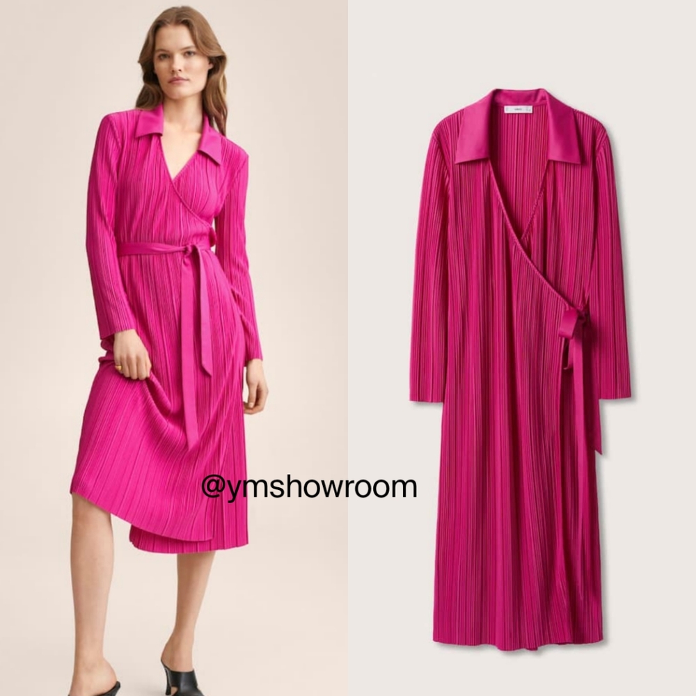 MANGO Pleated wrap dress
